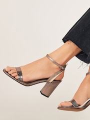 Metallic Extra Wide Fit Forever Comfort® Block Heel Sandals - Image 1 of 8