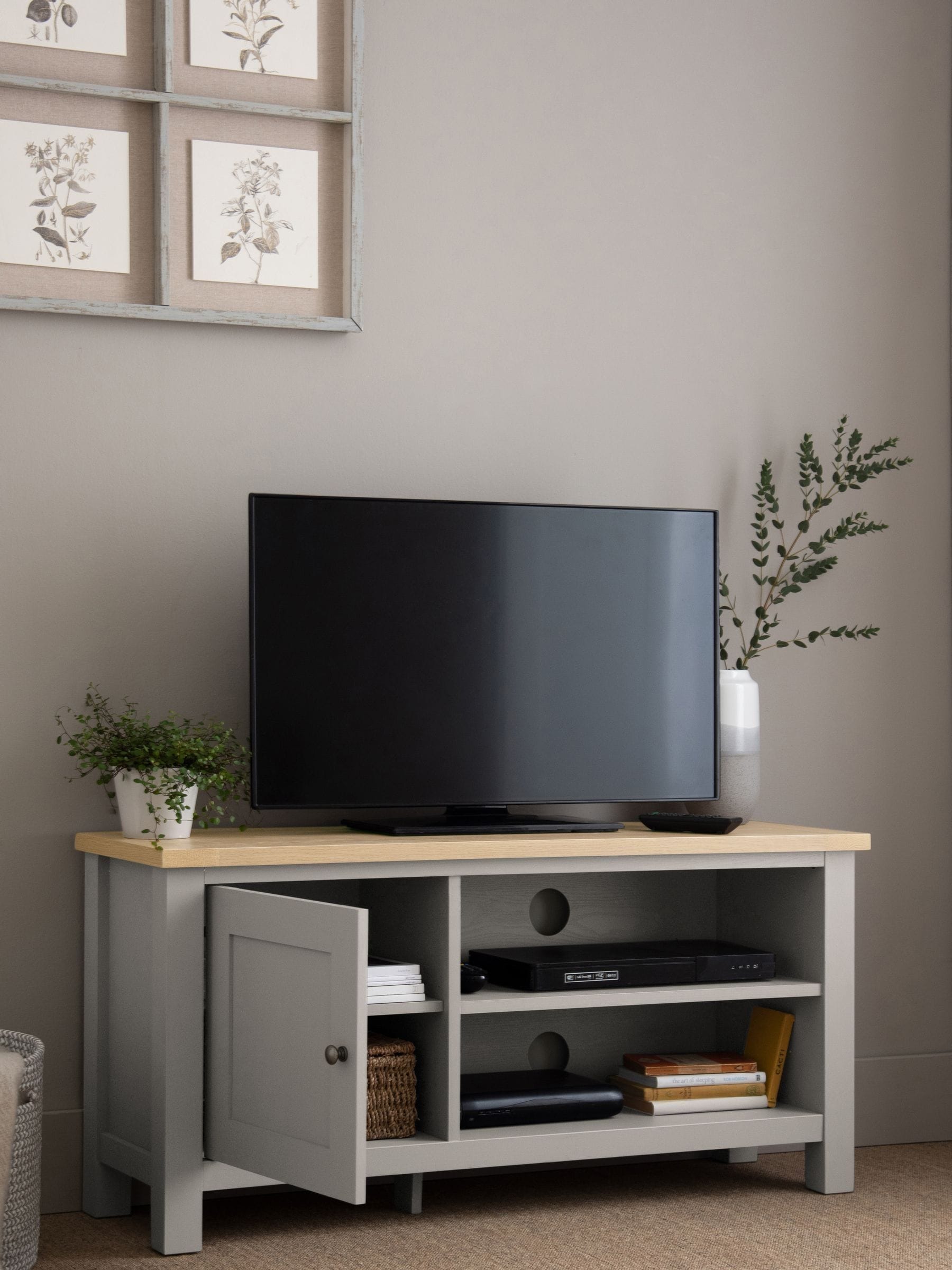 Buy Dove Grey Malvern Oak Effect Up to 50 inch TV Unit from the Next UK online shop