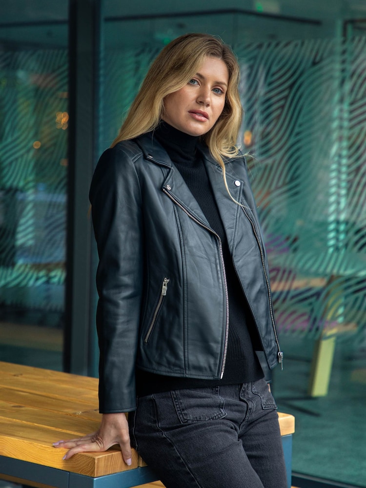 Lakeland Leather Blue Thirlmere Leather Biker Jacket - Image 1 of 8