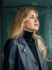 Lakeland Leather Blue Thirlmere Leather Biker Jacket - Image 2 of 8