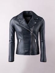 Lakeland Leather Blue Thirlmere Leather Biker Jacket - Image 3 of 8