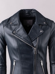 Lakeland Leather Blue Thirlmere Leather Biker Jacket - Image 4 of 8