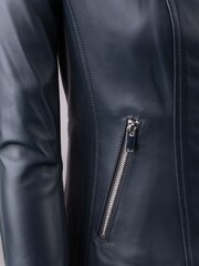 Lakeland Leather Blue Thirlmere Leather Biker Jacket - Image 5 of 8