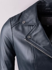 Lakeland Leather Blue Thirlmere Leather Biker Jacket - Image 6 of 8