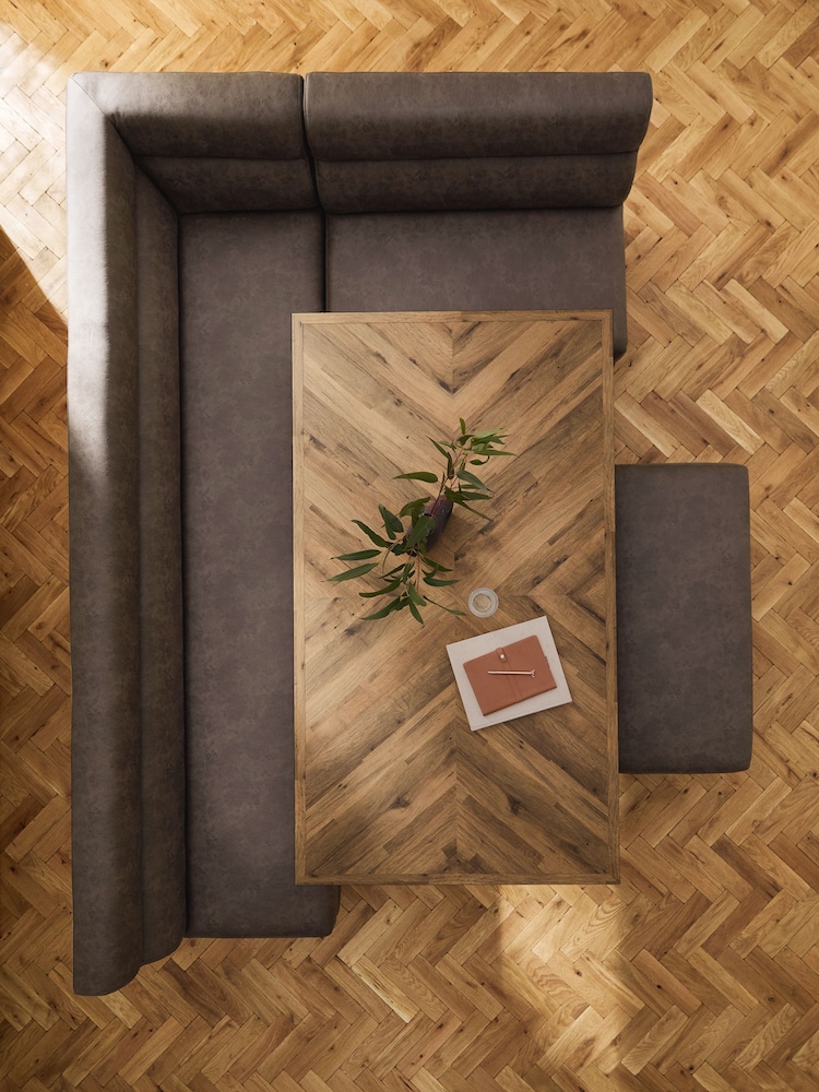 Monza Faux Leather Peppercorn Brown Bronx Left Hand Dining Table And 8 Seater Corner Bench Set - Image 2 of 13