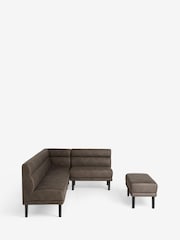 Monza Faux Leather Peppercorn Brown Bronx Left Hand Dining Table And 8 Seater Corner Bench Set - Image 5 of 13