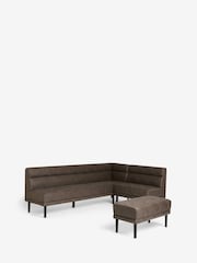 Monza Faux Leather Peppercorn Brown Bronx Left Hand Dining Table And 8 Seater Corner Bench Set - Image 6 of 13