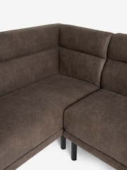 Monza Faux Leather Peppercorn Brown Bronx Left Hand Dining Table And 8 Seater Corner Bench Set - Image 8 of 13