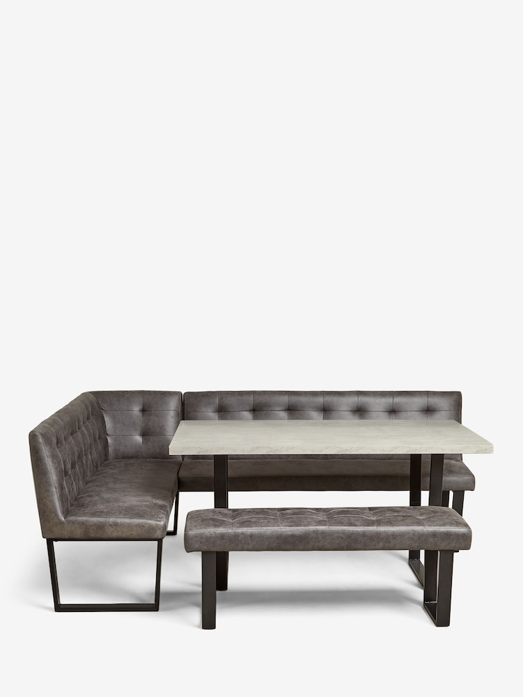 Monza Faux Leather Dark Grey Curtis Left Hand Corner Dining Table and Bench Set - Image 5 of 5