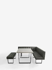 Monza Faux Leather Dark Grey Curtis Left Hand Corner Dining Table and Bench Set - Image 7 of 12