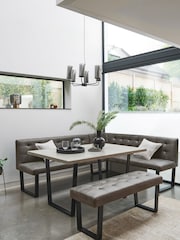 Monza Faux Leather Dark Grey Curtis Right Hand Corner Dining Table and Bench Set - Image 1 of 7
