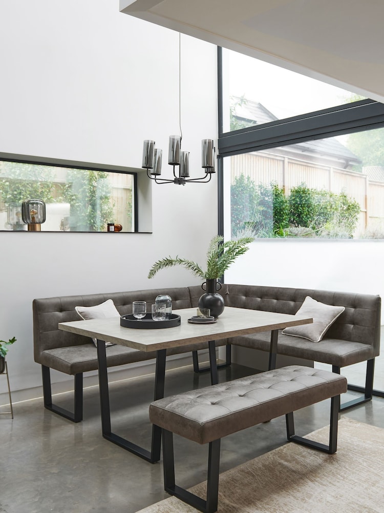 Monza Faux Leather Dark Grey Curtis Right Hand Corner Dining Table and Bench Set - Image 1 of 7