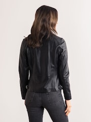 Lakeland Leather Dark Black Nateby Centre Zip Leather Biker Jacket - Image 2 of 7