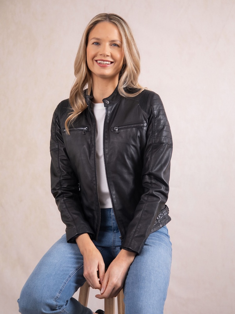 Lakeland Leather Black Buttermere Leather Racer Jacket - Image 1 of 8