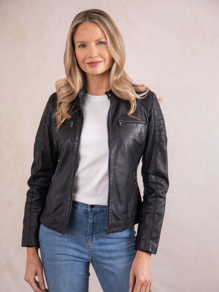 Lakeland Leather Black Buttermere Leather Racer Jacket - Image 2 of 8