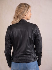 Lakeland Leather Black Buttermere Leather Racer Jacket - Image 4 of 8