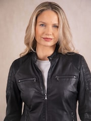Lakeland Leather Black Buttermere Leather Racer Jacket - Image 5 of 8