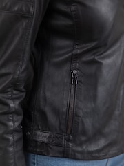 Lakeland Leather Black Buttermere Leather Racer Jacket - Image 6 of 8