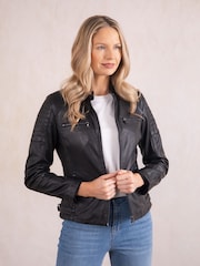 Lakeland Leather Black Buttermere Leather Racer Jacket - Image 8 of 8