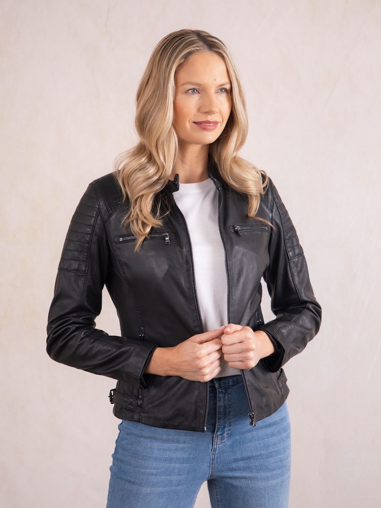 Lakeland Leather Black Buttermere Leather Racer Jacket - Image 8 of 8