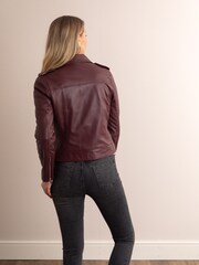 Lakeland Leather Maroon/Burgundy Grasmere Leather Biker Jacket - Image 2 of 7