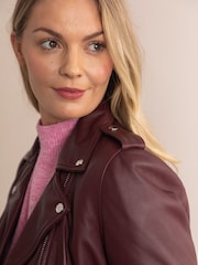 Lakeland Leather Maroon/Burgundy Grasmere Leather Biker Jacket - Image 4 of 7