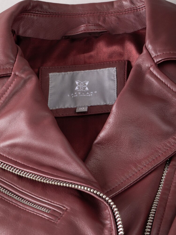 Lakeland Leather Maroon/Burgundy Grasmere Leather Biker Jacket - Image 7 of 7