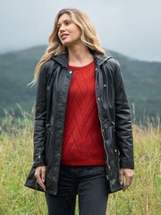 Lakeland Leather Black Ambleside Hooded Leather Coat - Image 1 of 9