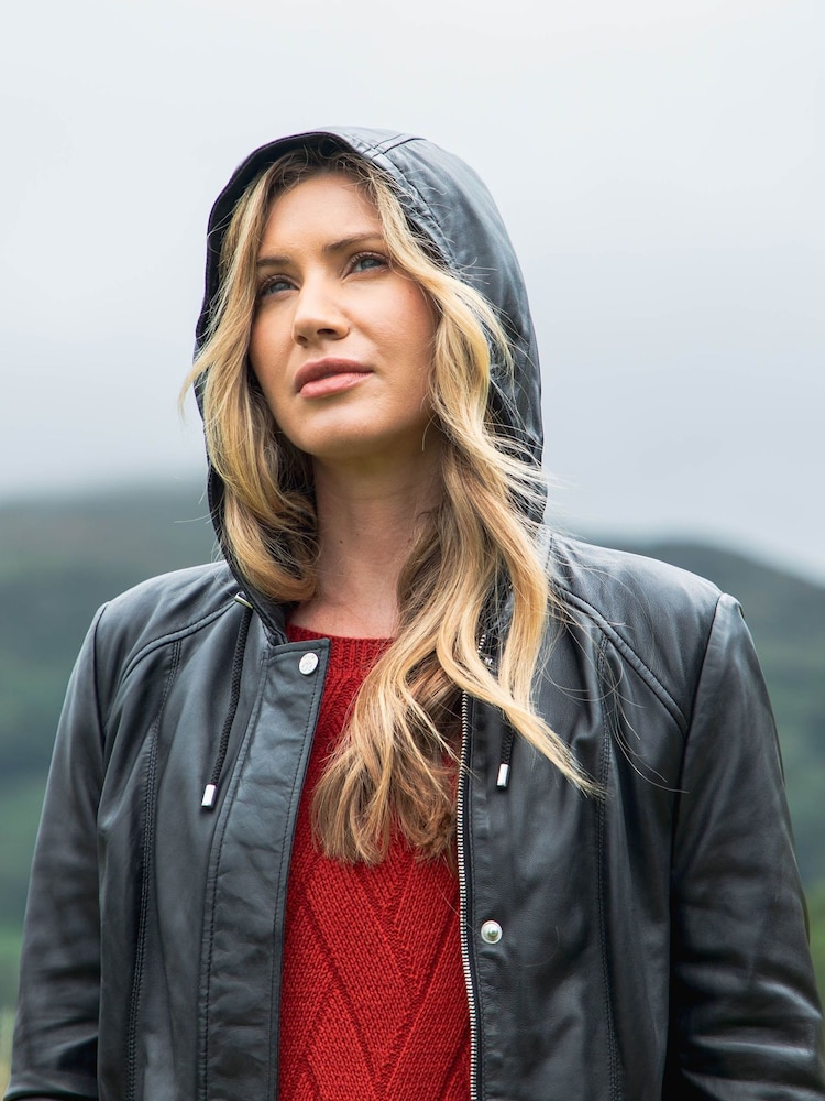 Lakeland Leather Black Ambleside Hooded Leather Coat - Image 2 of 9