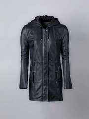 Lakeland Leather Black Ambleside Hooded Leather Coat - Image 3 of 9