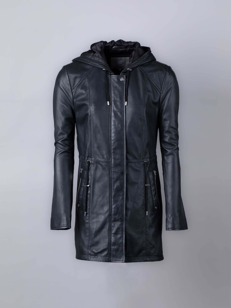 Lakeland Leather Black Ambleside Hooded Leather Coat - Image 3 of 9