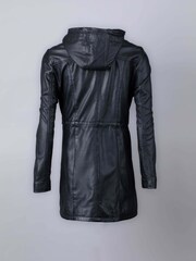Lakeland Leather Black Ambleside Hooded Leather Coat - Image 4 of 9
