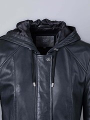Lakeland Leather Black Ambleside Hooded Leather Coat - Image 5 of 9