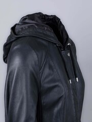 Lakeland Leather Black Ambleside Hooded Leather Coat - Image 6 of 9