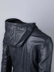 Lakeland Leather Black Ambleside Hooded Leather Coat - Image 7 of 9