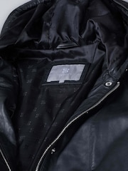 Lakeland Leather Black Ambleside Hooded Leather Coat - Image 8 of 9