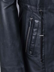 Lakeland Leather Black Ambleside Hooded Leather Coat - Image 9 of 9