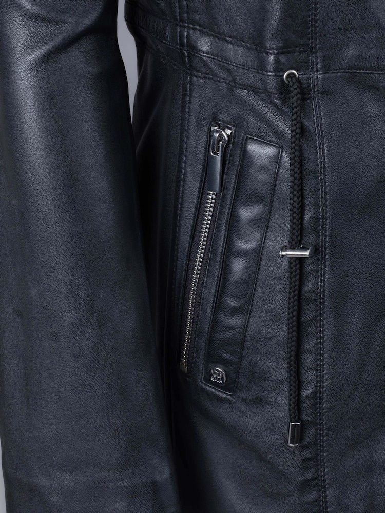 Lakeland Leather Black Ambleside Hooded Leather Coat - Image 9 of 9
