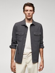 Mango Grey Long Sleeved Button Up Shirt - Image 1 of 6