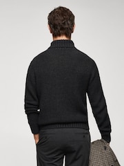 Mango Charcoal Grey Long Sleeved Roll Neck Cable Knit Jumper - Image 2 of 6