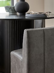 Monza Faux Leather Dark Grey Conway 4 Seater Round Dining Table and Bench Set - Image 3 of 7