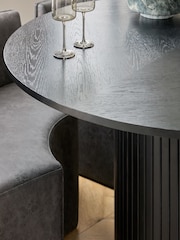 Monza Faux Leather Dark Grey Conway 4 Seater Round Dining Table and Bench Set - Image 4 of 7