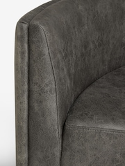 Monza Faux Leather Dark Grey Conway 4 Seater Round Dining Table and Bench Set - Image 7 of 7