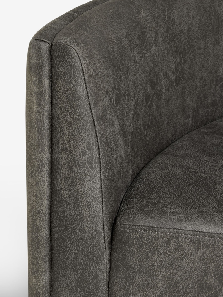 Monza Faux Leather Dark Grey Conway 4 Seater Round Dining Table and Bench Set - Image 7 of 7