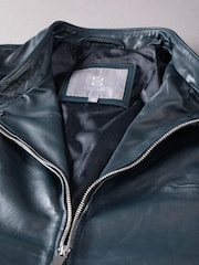 Lakeland Leather Blue Nateby Centre Zip Leather Biker Jacket - Image 11 of 13