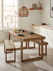 Natural Jefferson Solid Wood Pine 4 Seater Dining Table and Bench Set - Image 1 of 7