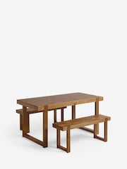 Natural Jefferson Solid Wood Pine 4 Seater Dining Table and Bench Set - Image 4 of 7