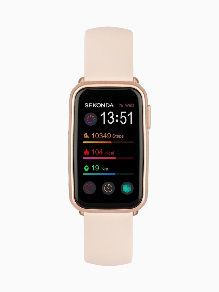 Sekonda Unisex Pink Track 26mm Smart Watch With Rose Gold Case And Silicone Strap With LCD Dial - Image 1 of 6