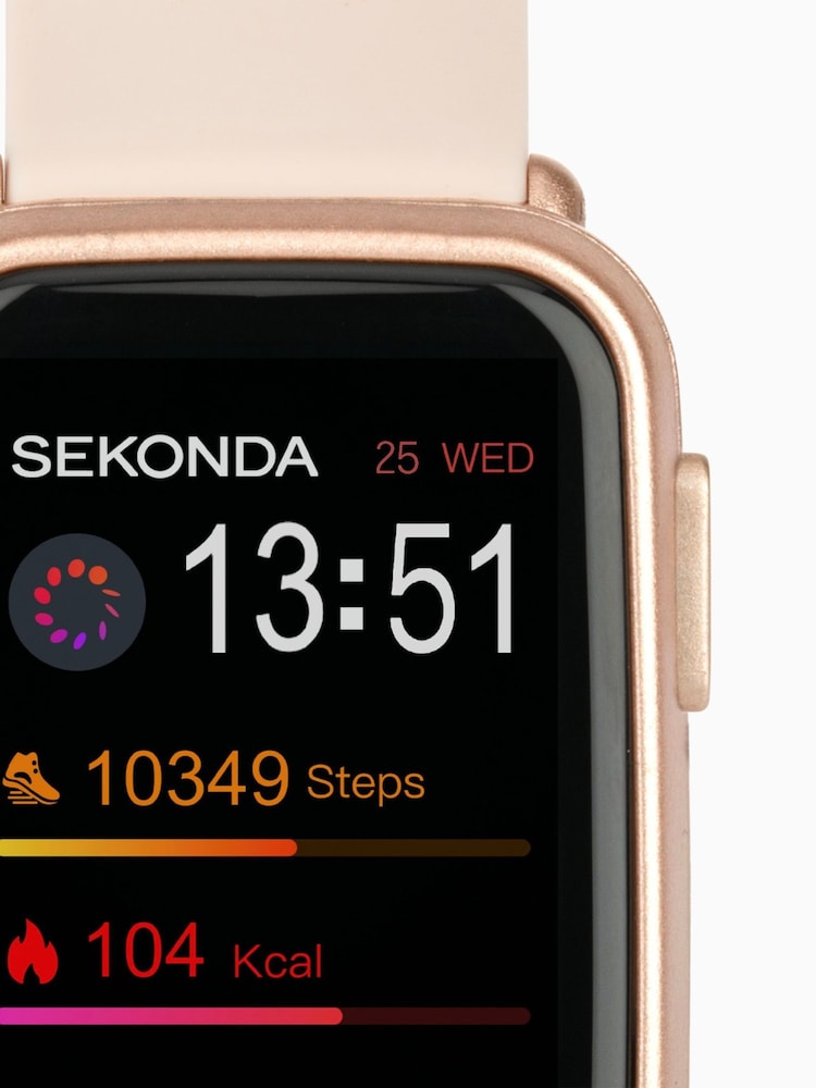 Sekonda Unisex Pink Track 26mm Smart Watch With Rose Gold Case And Silicone Strap With LCD Dial - Image 2 of 6
