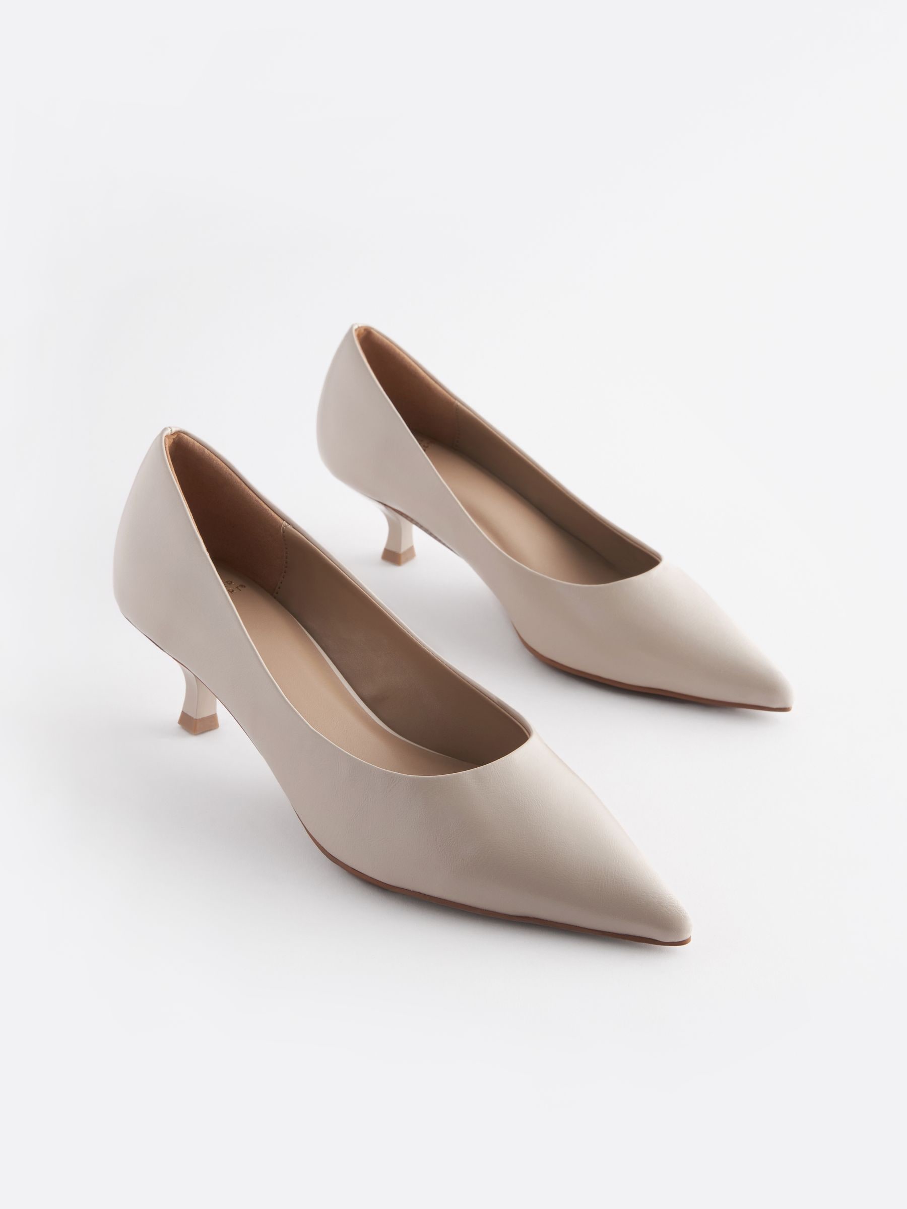 White kitten heel court shoes on sale